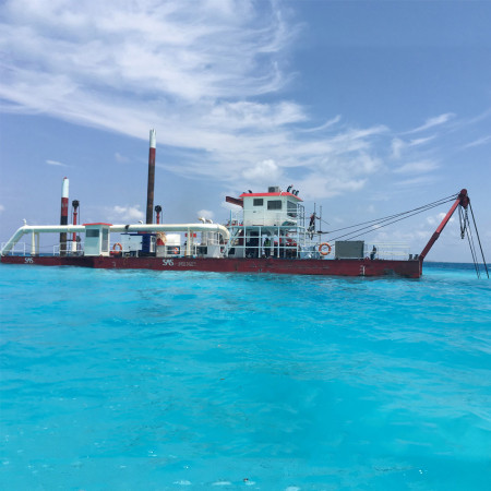 Flat-bottomed River Dredger Up To 19.6 Meters Spud Length for River Maintenance and Dredging